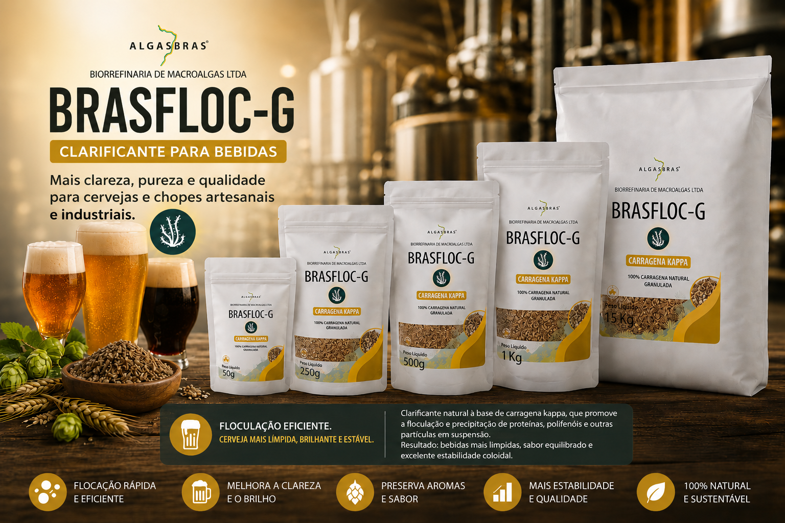 Brasfloc Clarificante para Bebidas