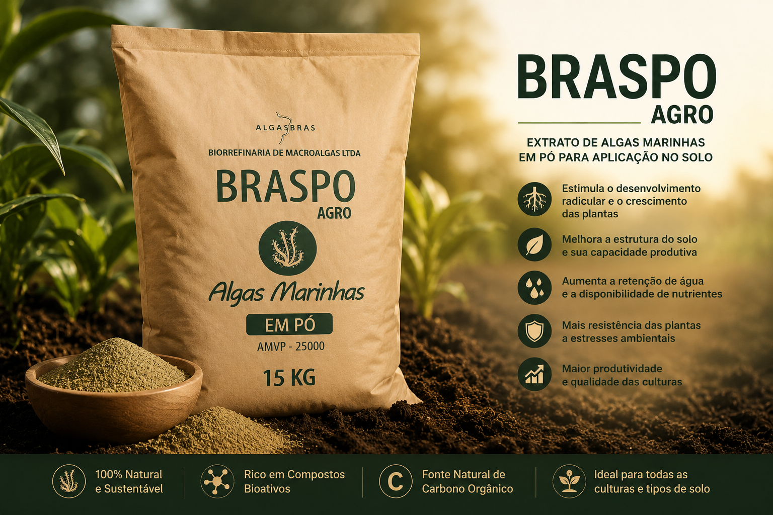 Braspo Pó de Algas para Agricultura